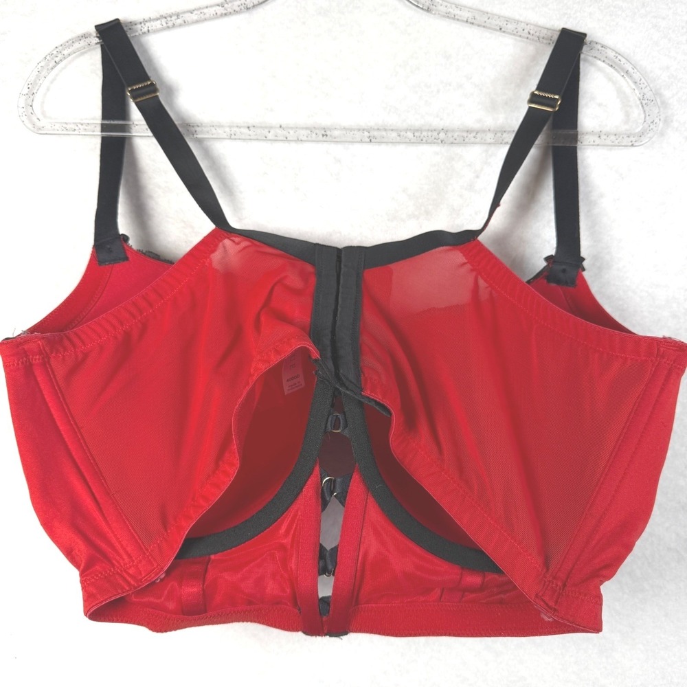 Lane Bryant Cacique Boost Balconette Bra Red Longline 40DDD A83532 Underwire - Picture 2 of 14